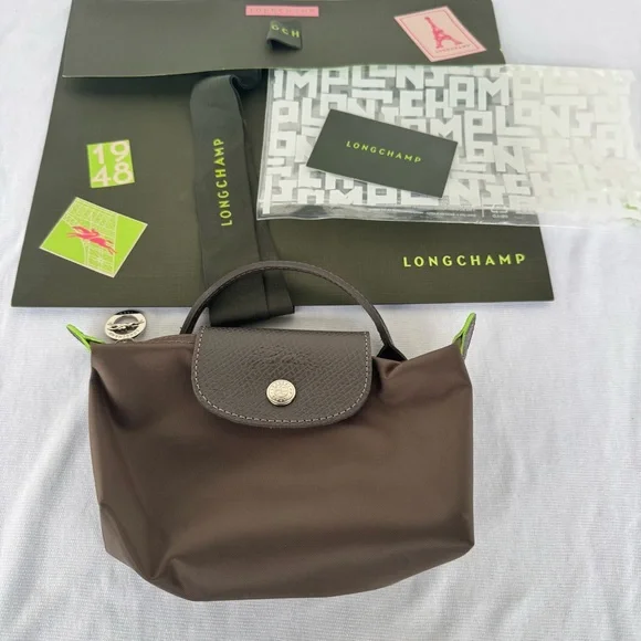 NWOT LONGCHAMP Le Pliage Green Pouch with Handle - Picture 4 of 16